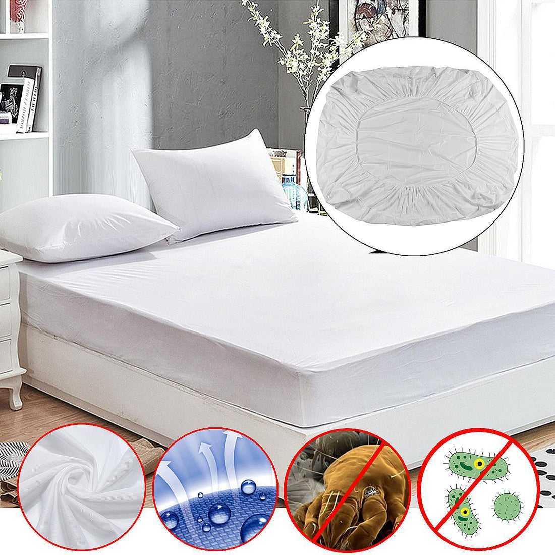 Terry Waterproof Mattress Protector - White