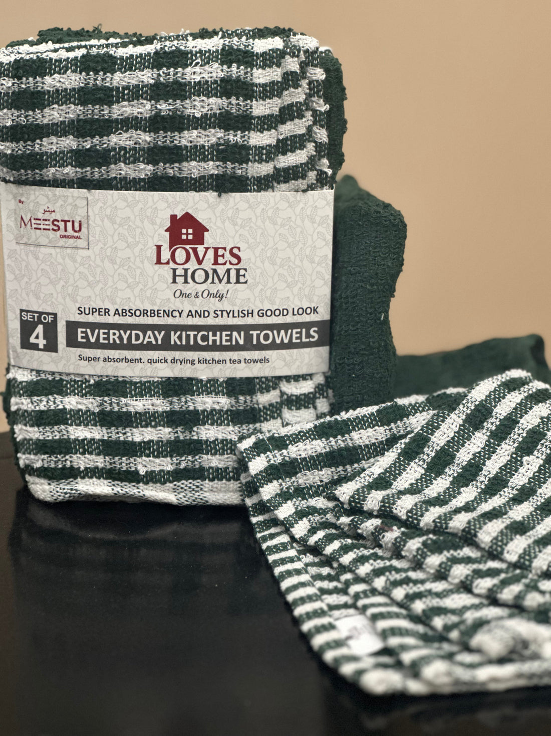Dark Green Kitchen Towel Set – 4 Pieces