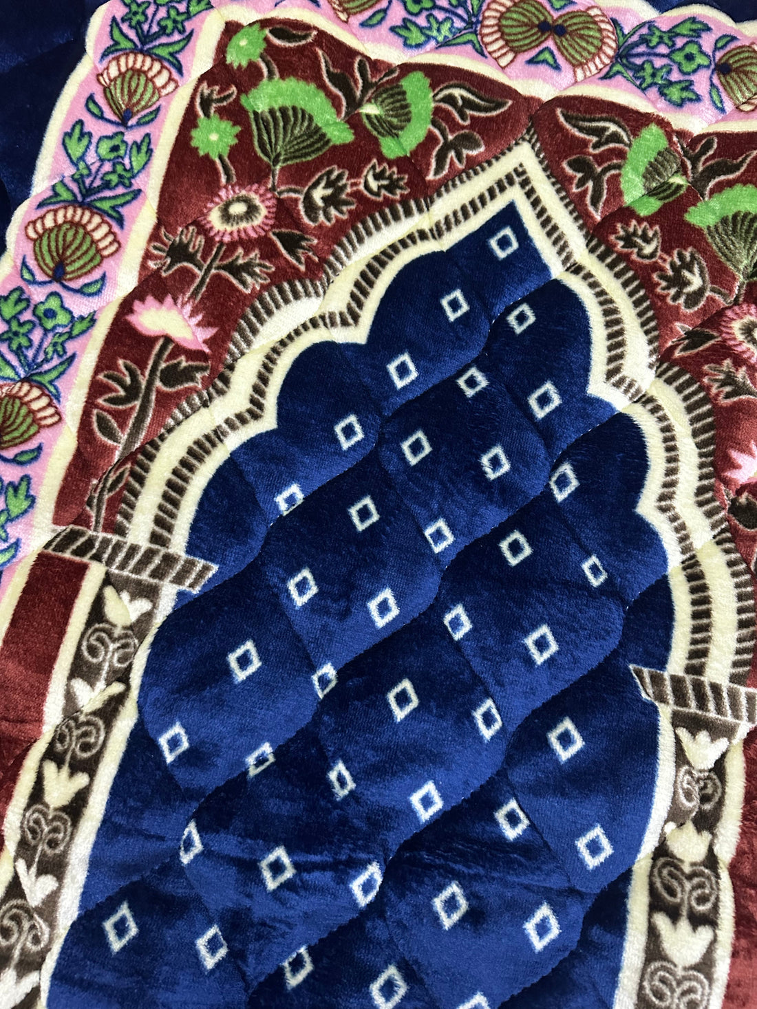 Premium Velvet Prayer Mat - Navy Blue
