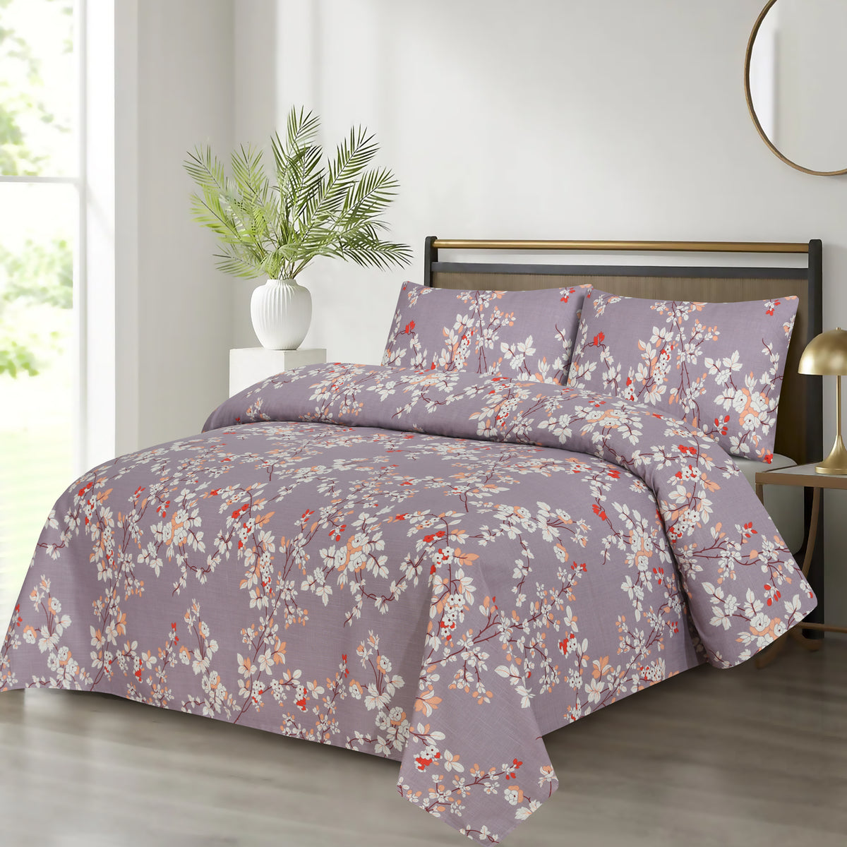 Light Purple Cotton Bedsheet