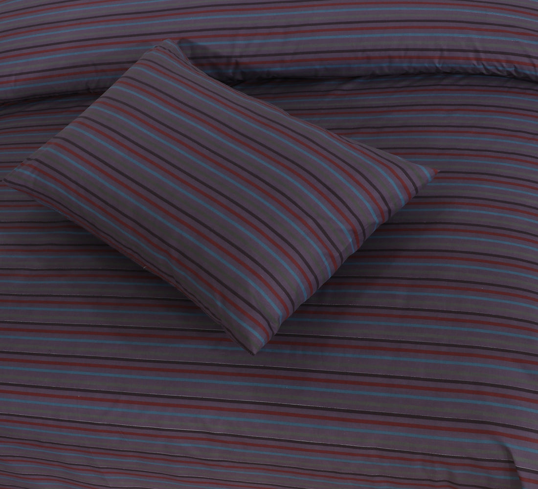 Cotton King Striped Size Bedsheet Set – Dark Purple