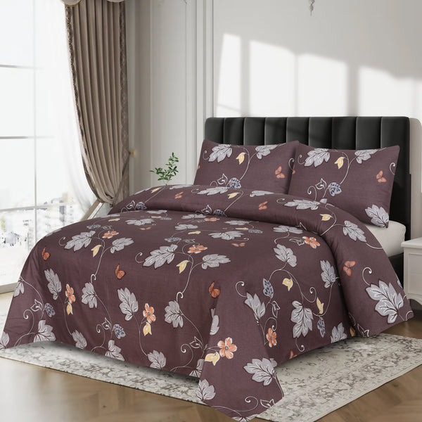 Floral Micro Bedsheet King Size - Dark Purple