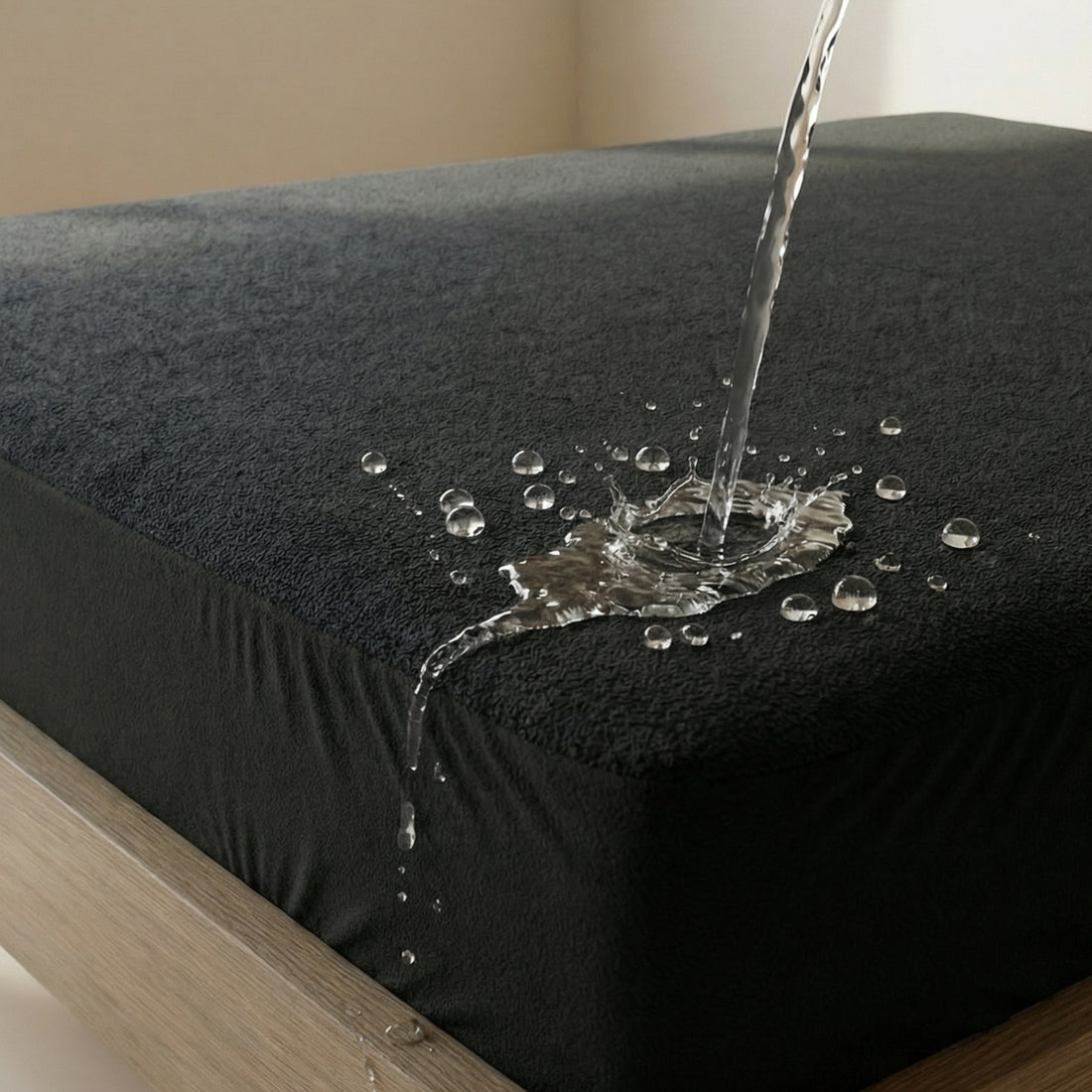 Waterproof Cotton Terry Mattress Protector – King Size (Black)